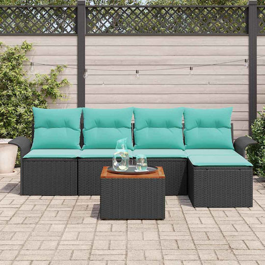Garten- und Outdoor-Möbelsets Wohnbereich 6 Stück Schwarz mit Kissen