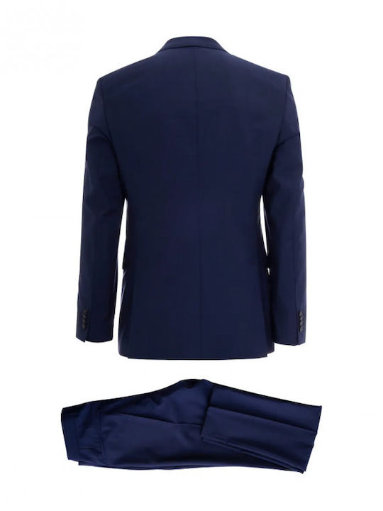 Winter Men's Suit with Vest with Slim Fit Blue