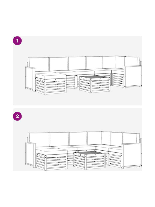 Garten- und Outdoor-Möbelsets Typsatz Wohnzimmer 7 Stück Natur und Creme mit Kissen