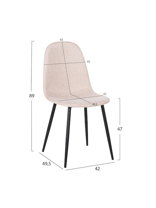 Dining Chair with Fabric Beige Upholstery 42x49x