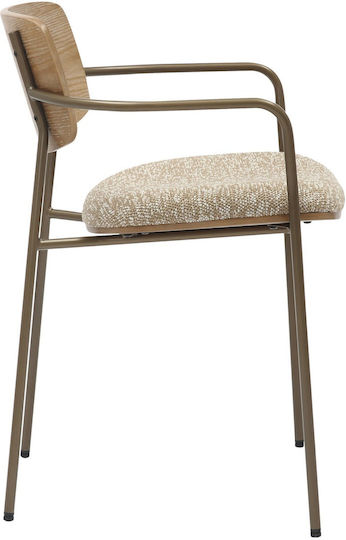 Dining Chair with Fabric Beige Upholstery 54x54x75cm