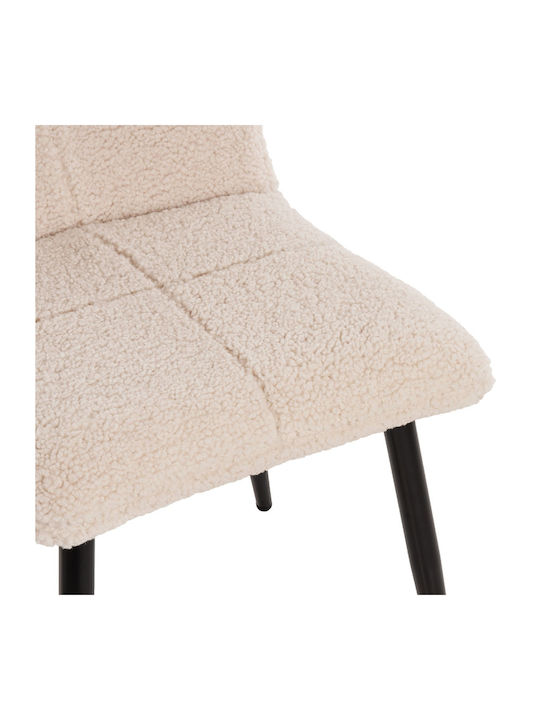 Dining Room Chair with Fabric Upholstery White 48x64x87cm