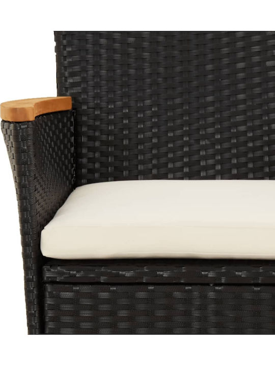 vidaXL Garden & Outdoor Furniture Sets Living Room Set 3 Pieces Black with Pillows