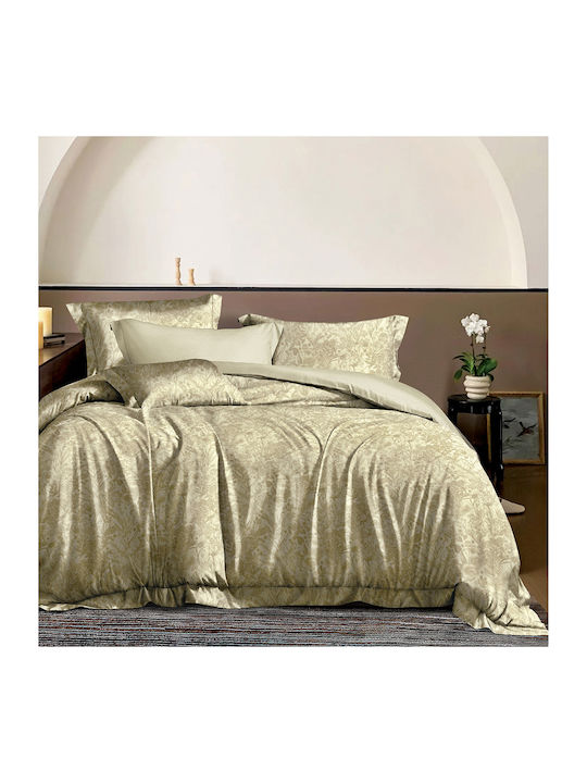 Beauty Home 12689 Σετ Σεντόνια Υπέρδιπλα με Λάστιχο 165x200+30εκ. Μπεζ (4τμχ)