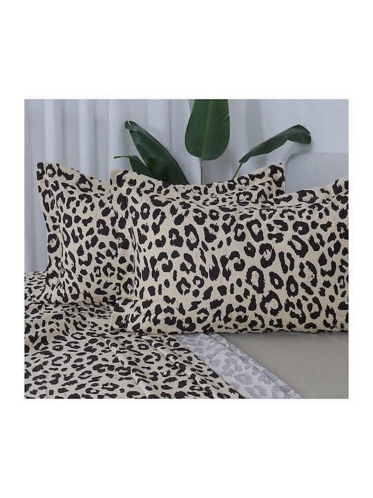 Beauty Home 12682 Double Bed Sheets Set 230x260cm Beige 4 Pieces 12682SEYD