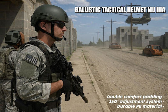 Fast Nij Iiia Ballistic Tactical Helmet Resistant To 9mm 357 Sig 44 Magnum Bullets High Cut Accessories Nvg Compatible Fast Rail 360° Adjustment System Ultra-resistant Pe Material Size L Black