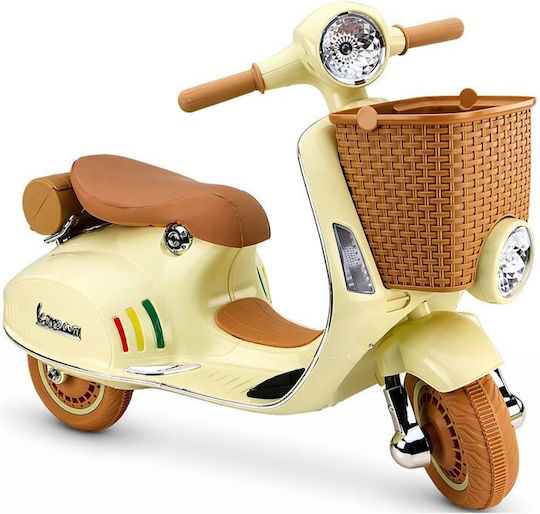 Motocicletă Pentru Copii Vespa Electrică 12 Volți Bej Pentru 3+ Ani