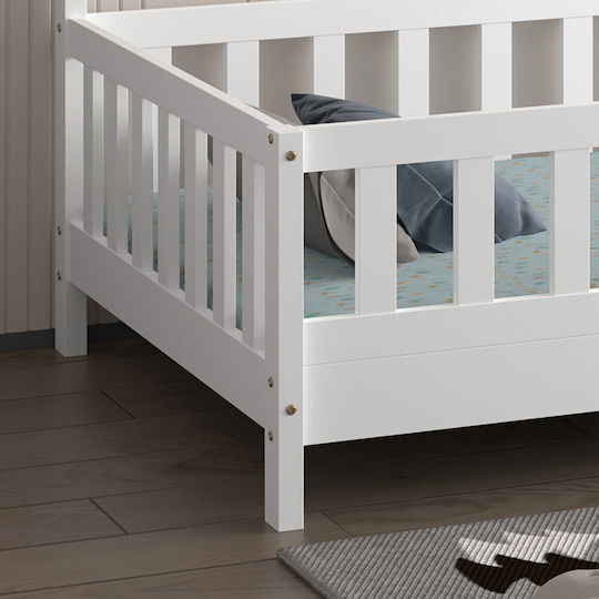 Kids Bed Montessori Classic Single White for Mattress 90x190cm