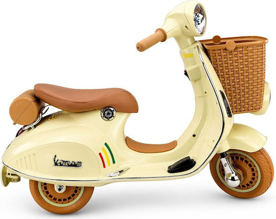 Motocicletă Pentru Copii Vespa Electrică 12 Volți Bej Pentru 3+ Ani