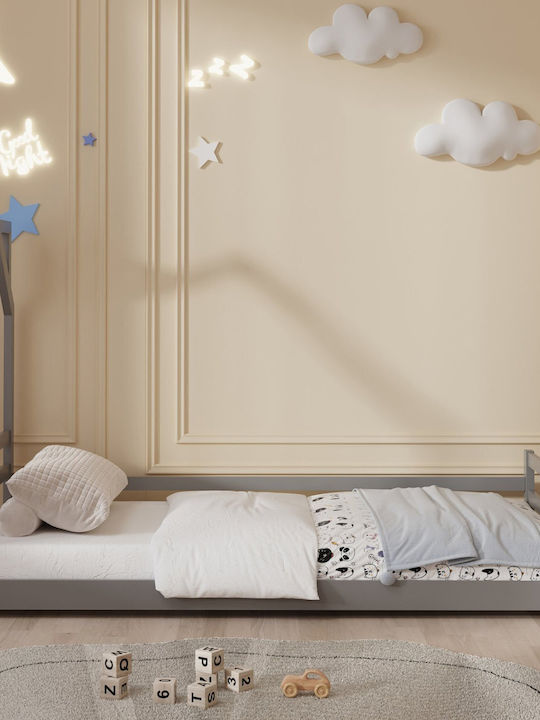 Kinderbett Montessori Einzel mit Matratze Grau 90x190cm