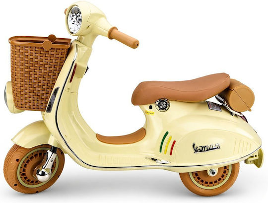 Motocicletă Pentru Copii Vespa Electrică 12 Volți Bej Pentru 3+ Ani
