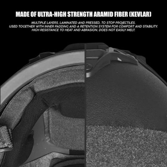 Mich Nij Iiia Tactical Ballistic Helmet Resistant To 9mm 357 Sig 44 Magnum Bullets Nvg Compatible Fast Rail 360° Adjustment System Ultra-resistant Aramid Material Size L Black