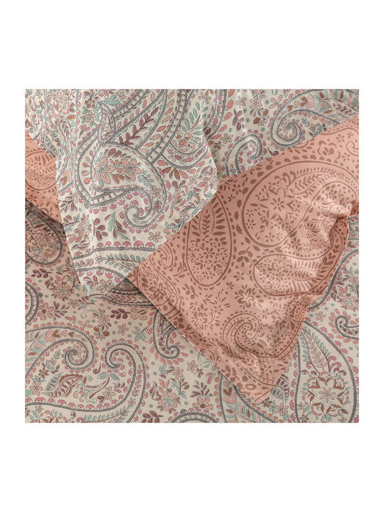 Palamaiki Estella King Size Bed Sheets Set With Rubber Hugger 240x260+32cm Multicolour 4 Pieces