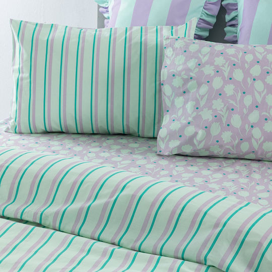 Palamaiki City Life Cl203 Bed Sheets Set King Size 270x260cm Green 4 Pieces