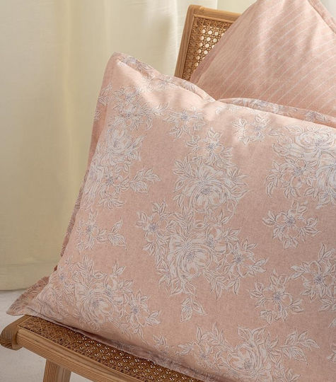Palamaiki Estella Bed Sheet Set King Size with Rubber Hugger 240x260+32cm Coral 4 Pieces