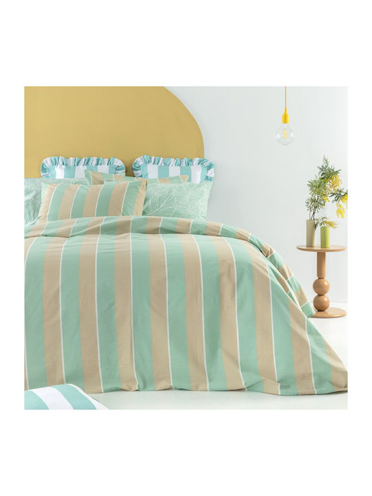 Palamaiki City Life Cl201 Bed Sheets Set King Size With Rubber Hugger 240x260+32cm Green (4pcs)