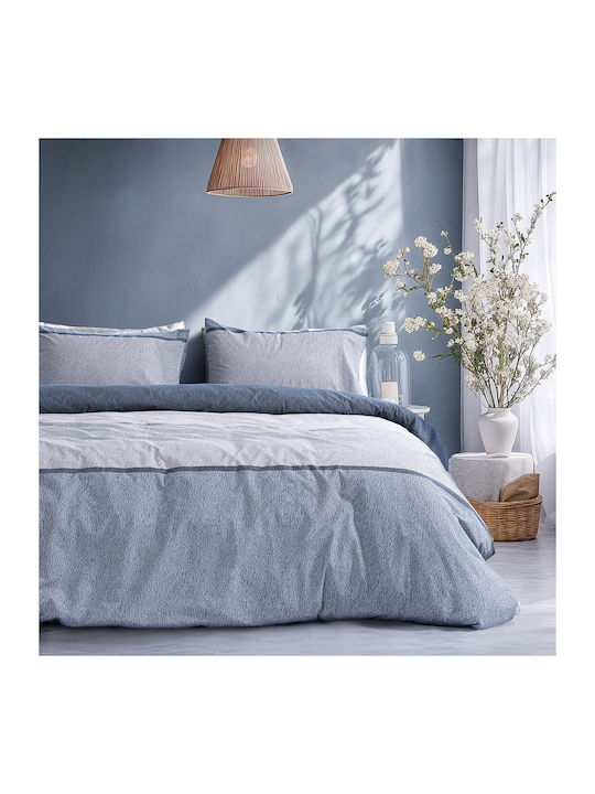Beauty Home 12566 Double Bed Sheets Set With Rubber Hugger 165x200+30cm Light Blue 4 Pieces 12566SEUDL