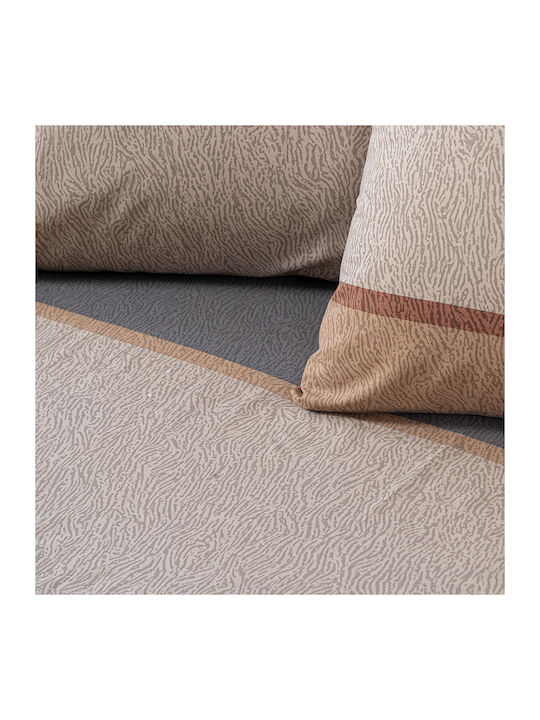 Beauty Home 12565 Single Bed Sheets Set With Rubber Hugger 110x200+30cm Brown 3 Pieces 12565SEMOL