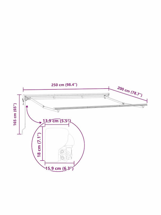 vidaXL Garden Awning Frame with LEDs 2.5x2m