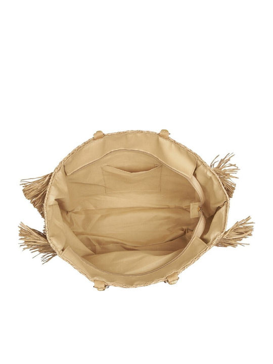Verde Wicker Beach Bag Beige
