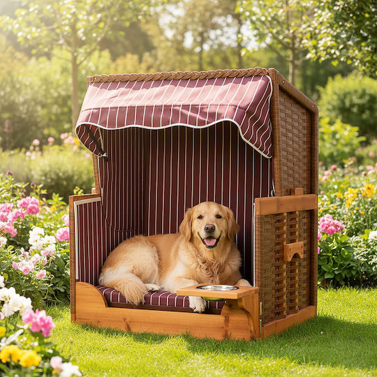 Relaxdays Căsuță Pentru Câine Din Lemn Maro 95x65x75cm