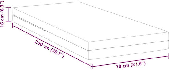 vidaXL Μονό Στρώμα 70x200x16cm