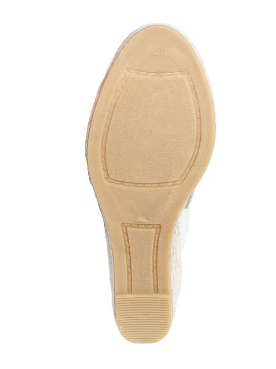Sommer Damenplattformen im Stil Espadrilles Beige
