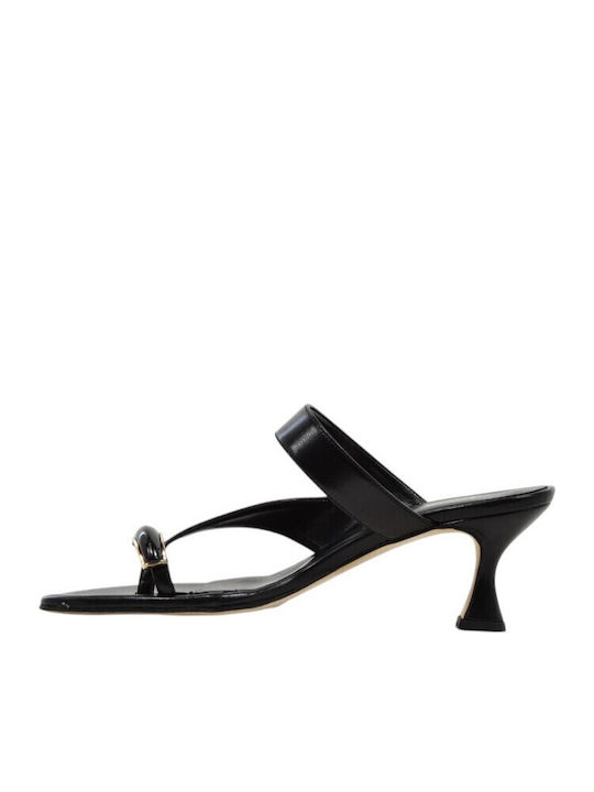 Damen Sandalen Aus Leder Schwarz