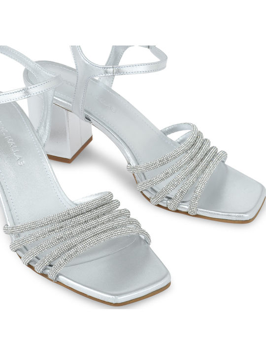 Sandale Elegante Damă Din Piele Argintii