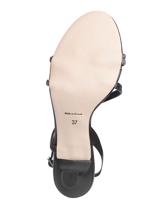 Damen Sandalen Aus Leder Schwarz