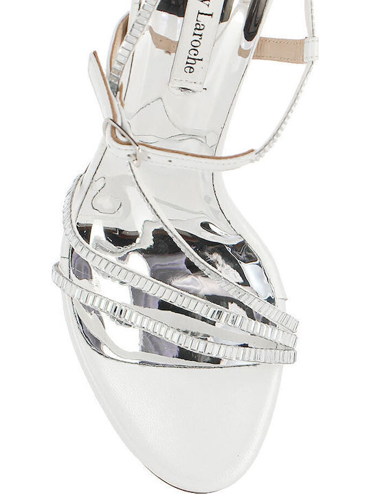 Damen Sandalen Silber Leder