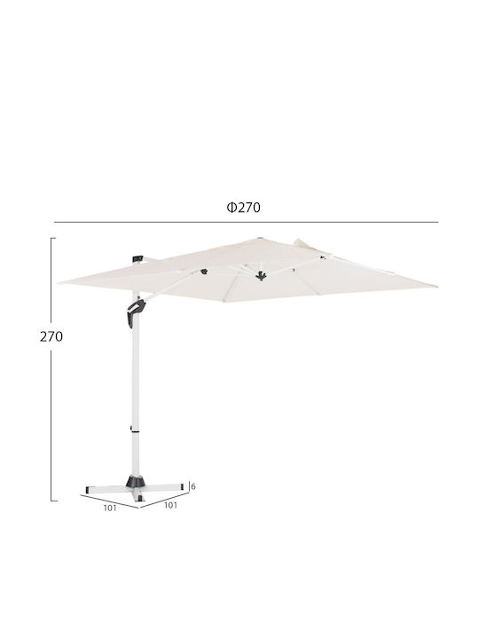 Professional Hanging Square Aluminum Garden & Terrace Parasol White 2.7x2.7m