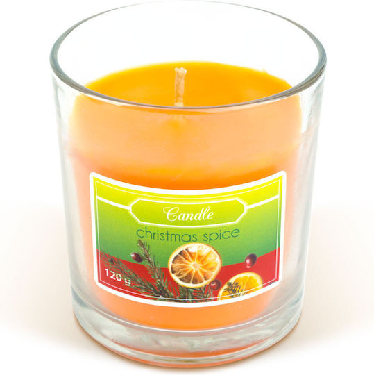Christmas Glass Candle Orange 7.8x7cm