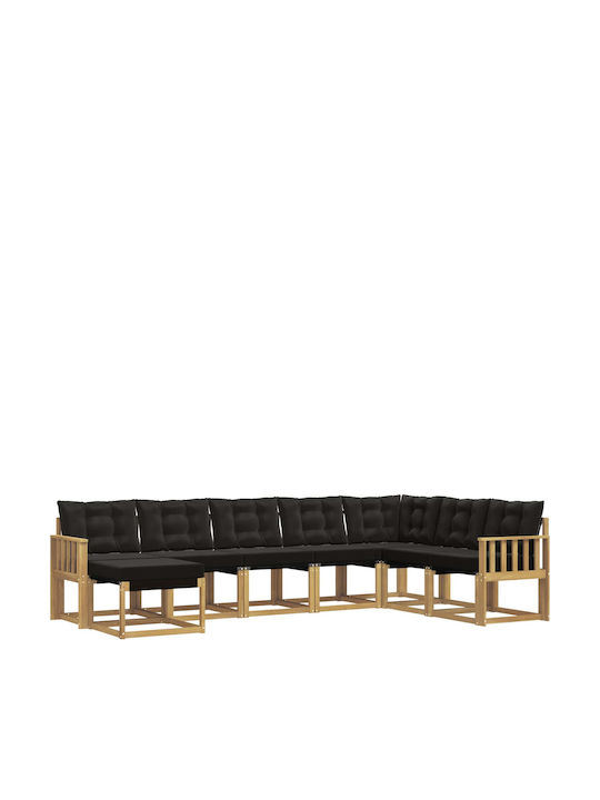 Canapea De Colț De Exterior Din Lemn Cu Perne 306x187.5x73cm