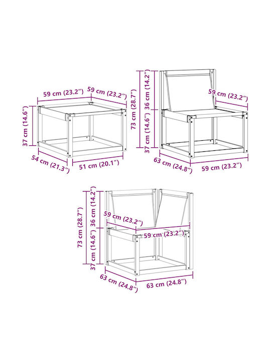 Canapea De Colț De Exterior Din Lemn Cu Perne 306x187.5x73cm