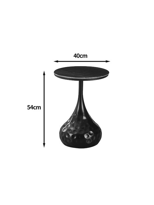 Round Side Table Gala Metal Black W40xL40xH60cm