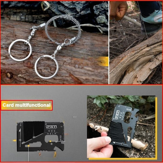 Alista Home Kit de Supraviețuire Multifuncțional 16-in-1 Unelte Profesionale Rucsac Agățătoare Camping Drumeții Aventuri în Aer Liber Include Borsetă Neagră