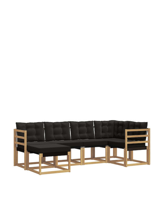 Canapea De Colț De Exterior Din Lemn Cu Perne 245x126.5x73cm