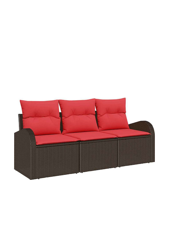 Three-Seater Outdoor Rattan Sofa With Cushions 55x62x69cm