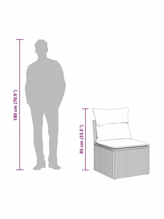 Three-Seater Outdoor Rattan Sofa With Cushions 55x62x69cm