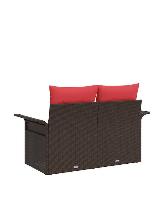 Zweisitziges Outdoor-Sofa Rattan mit Kissen 141x62x69cm
