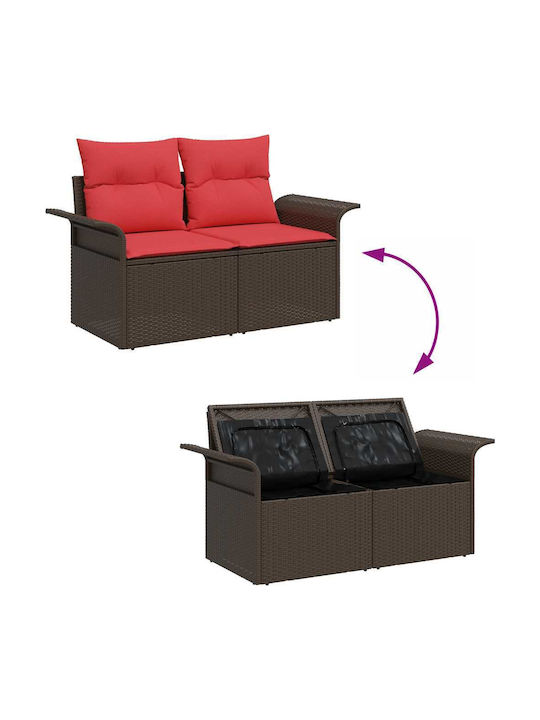 Zweisitziges Outdoor-Sofa Rattan mit Kissen 141x62x69cm