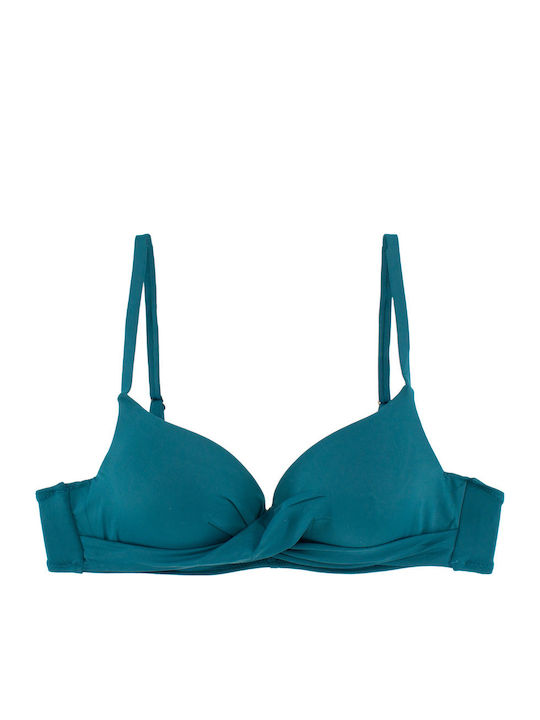 Women's Push-up Bikini Swimsuit Underwire Draped Petrol Blue