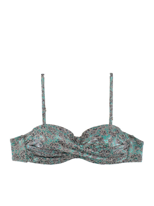 Γυναικείο Μαγιό Στράπλες Push-up Μπανέλα Metallic Animal Print Πράσινο