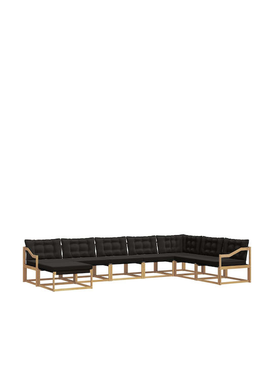 Corner Outdoor Sofa Wooden with Cushions 404x245.5x73cm
