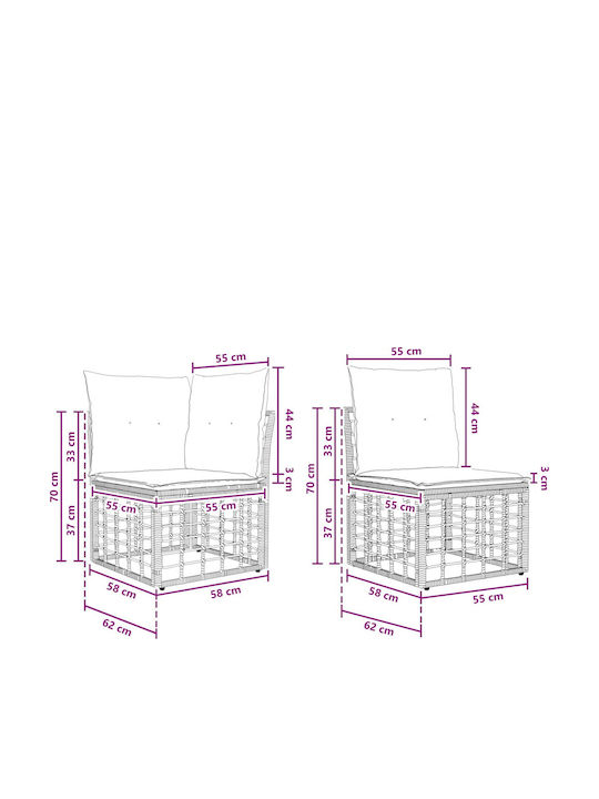 Corner Outdoor Sofa Plastic with Cushions