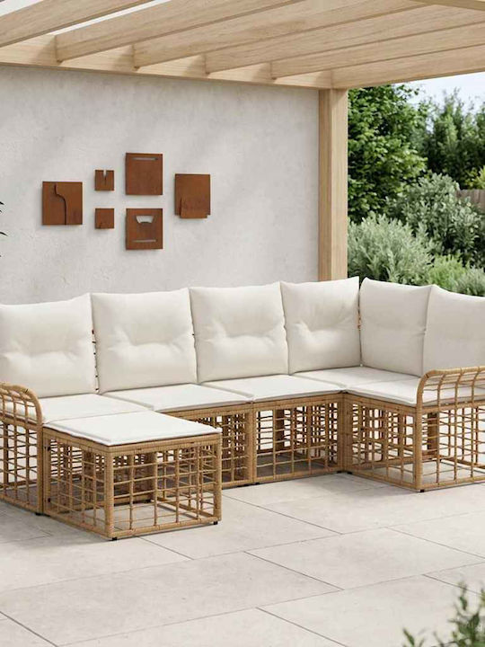 Γωνιακός Καναπές Εξωτερικού Χώρου Rattan με Μαξιλάρια