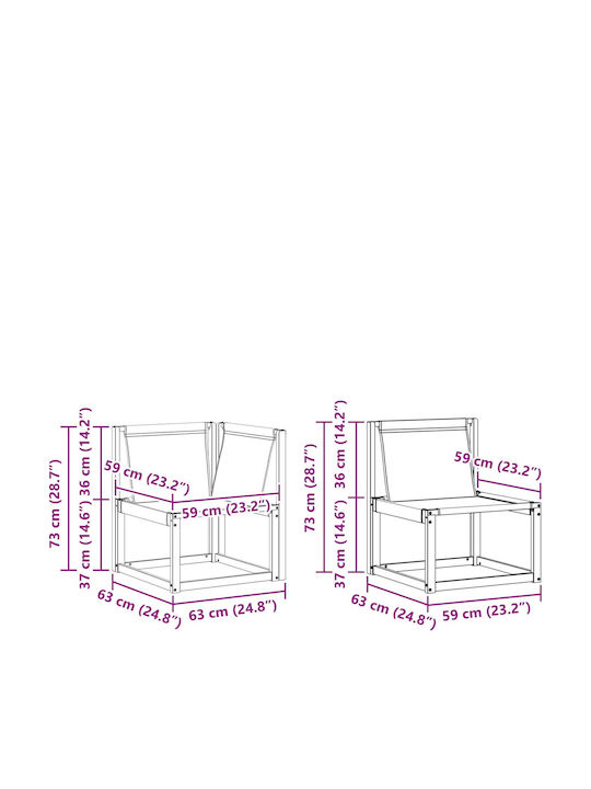 Ecksofa Outdoor Hölzernes mit Kissen 304x128.5x73cm