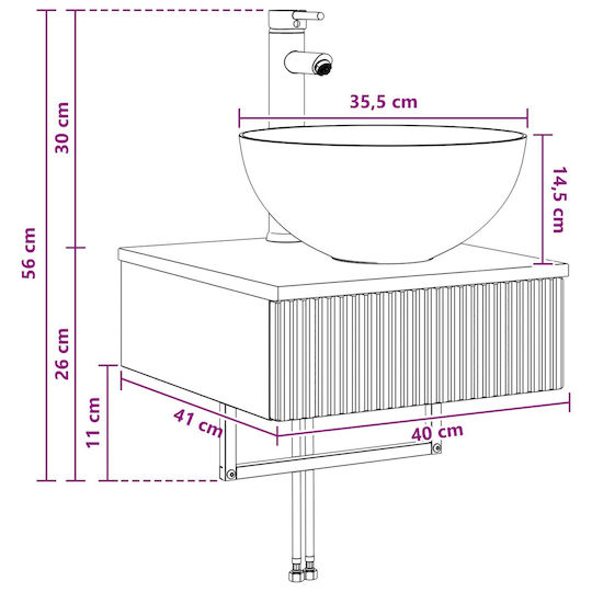 vidaXL Плот Със Смесител М40xД41xВ40.5cm Бял