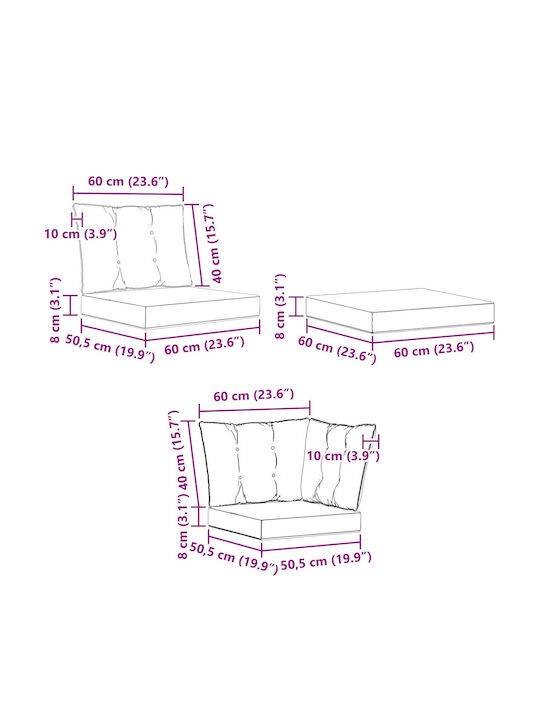 Ecksofa Outdoor-Hölzernes mit Kissen 306x128.5x73cm